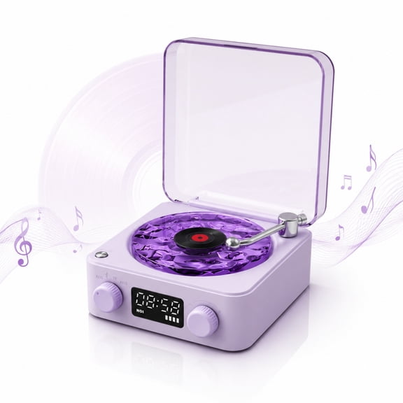 Waves Vinyl Bluetooth Speaker, Retro Vinyl Style Combined with Audio-Visual Effects, Wireless and Flexible, Compact and Versatile, Suitable for a Bedroom Desk, Study, Apartment