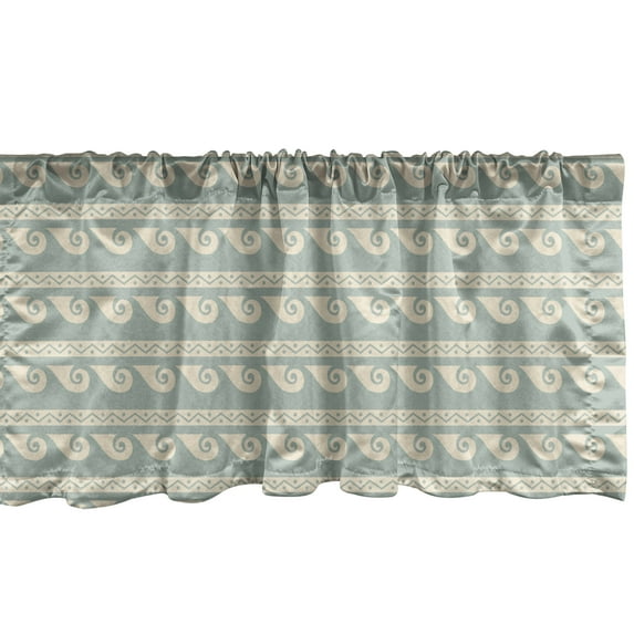 Ambesonne Waves Valance Pack of 2, Greek Design Graphic Motifs, 54"X18", Dark Sea Green Champagne