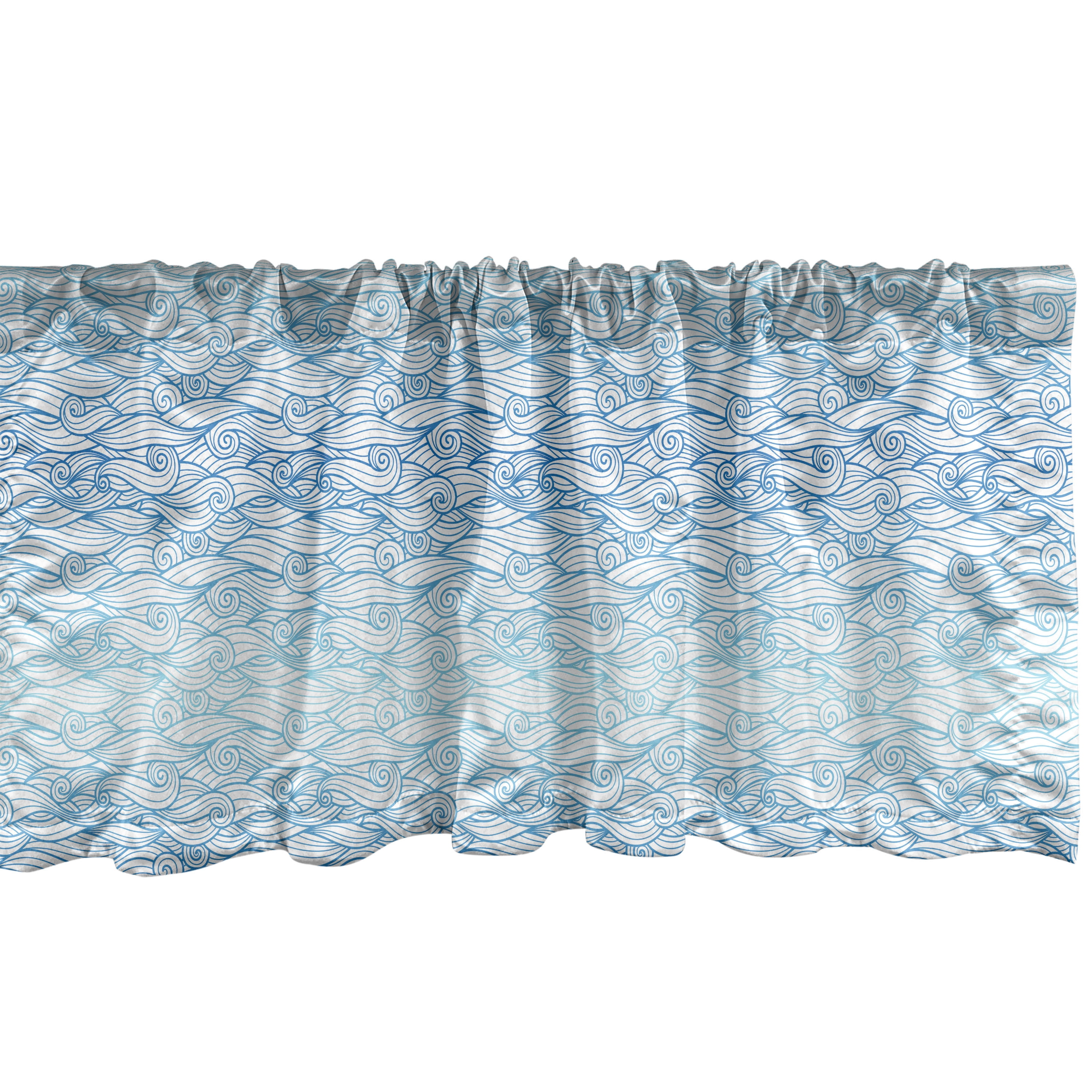 Waves Window Valance Pack of 2, Ocean Theme Curves in the Sea Spiraling