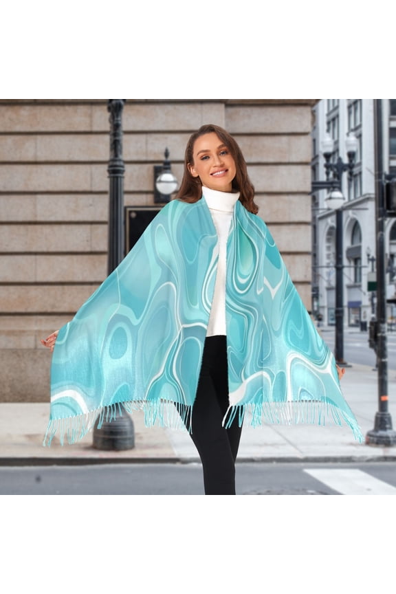 Waves Winter Scarf for Women Fashion Warm Long Soft Blanket Scarves Gifts
