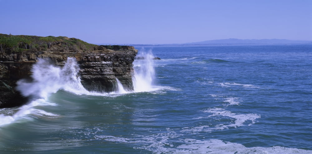 Waves breaking at coast California USA Canvas Art - Panoramic Images (12 x 24)