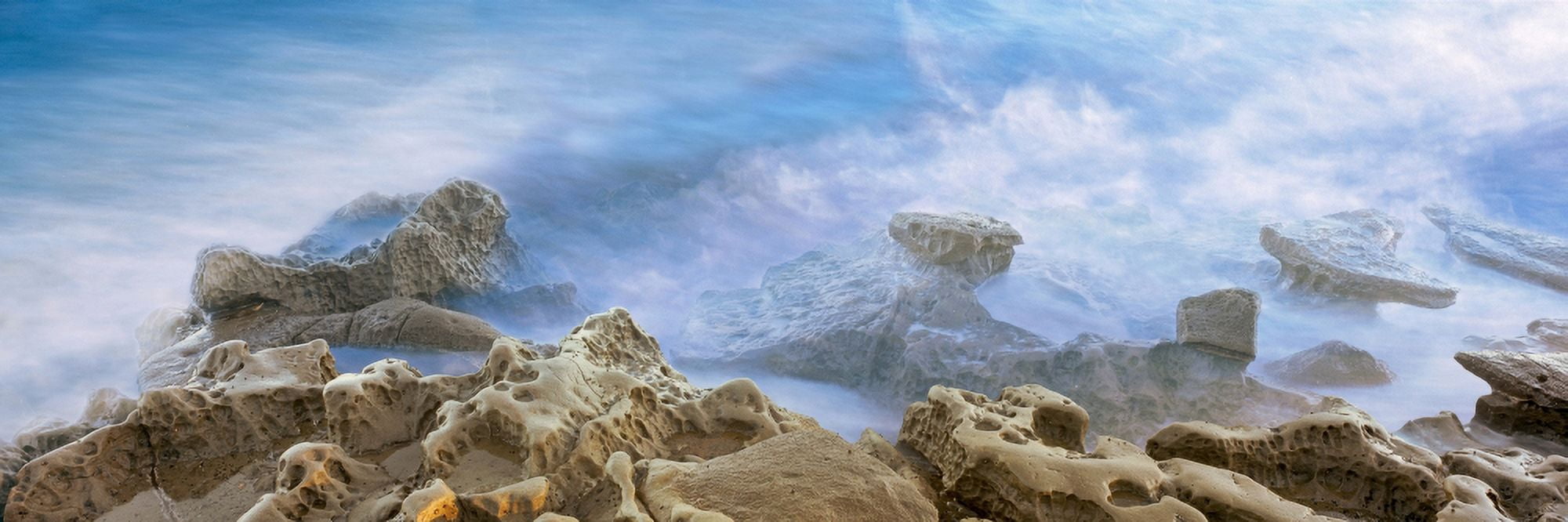 Waves breaking on coast Bird Rock La Jolla San Diego California USA Canvas Art - Panoramic Images (27 x 9)