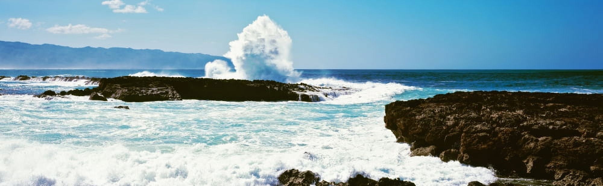 Waves breaking on cove Oahu Hawaii USA Canvas Art - Panoramic Images (27 x 9)