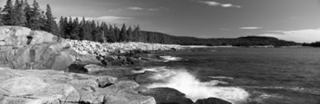 Waves breaking on rocks at the coast Acadia National Park Schoodic Peninsula Maine USA Canvas Art - Panoramic Images (54 x 18)