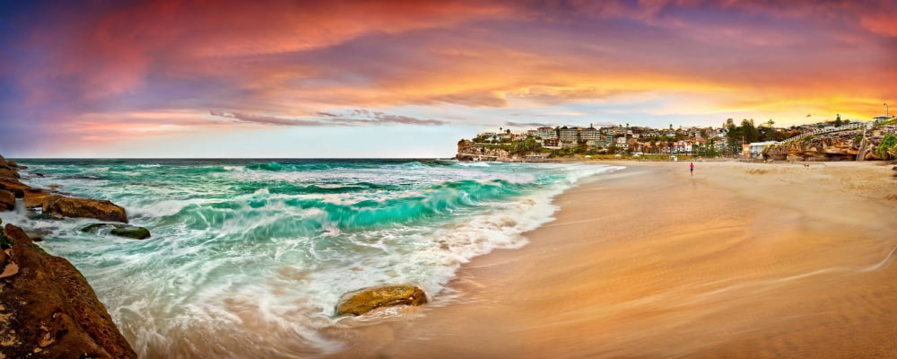 Waves breaking on the beach Bronte Beach Sydney Australia Canvas Art - Panoramic Images (12 x 30)