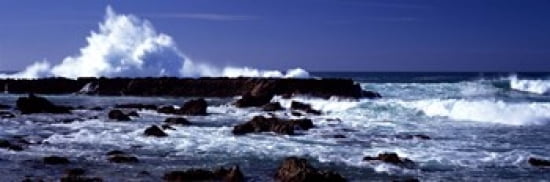Waves breaking on the coast Canvas Art - Panoramic Images (36 x 12)