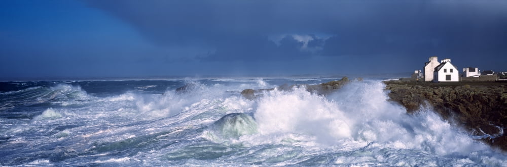 Waves breaking on the coast Saint-Guenole Finistere Brittany France Canvas Art - Panoramic Images (36 x 12)