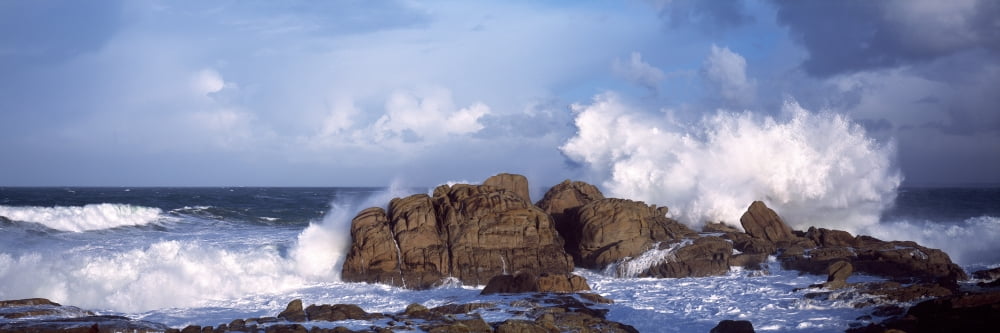 Waves breaking on the coast Saint Guenole Finistere Brittany France Canvas Art - Panoramic Images (36 x 12)