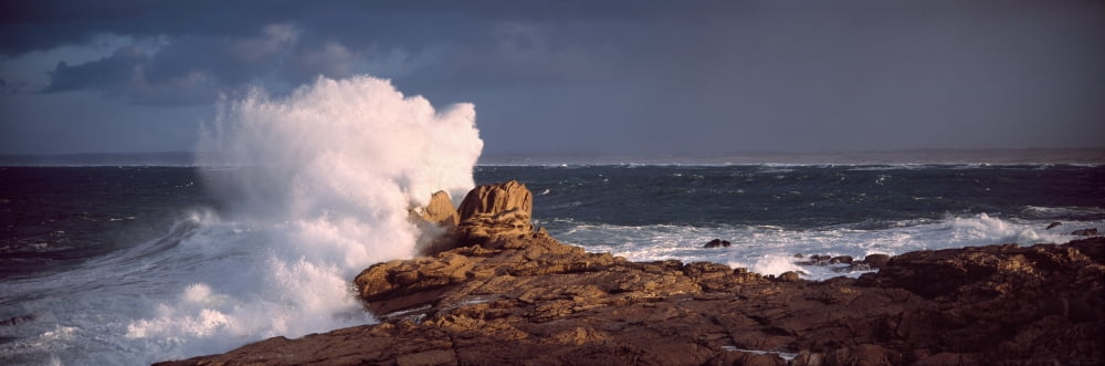Waves breaking on the coast Saint Guenole Finistere Brittany France Canvas Art - Panoramic Images (36 x 12)