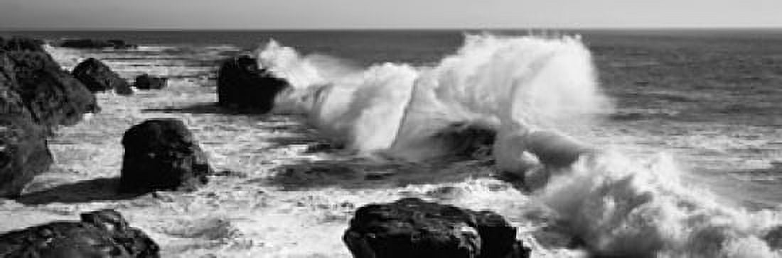 Waves breaking on the coast Santa Cruz Santa Cruz County California USA Canvas Art - Panoramic Images (36 x 12)