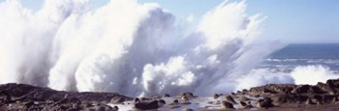 Waves breaking on the coast Shore Acres State Park Oregon USA Canvas Art - Panoramic Images (18 x 6)
