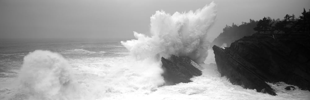 Waves breaking on the coast Shore Acres State Park Oregon USA Canvas Art - Panoramic Images (6 x 18)
