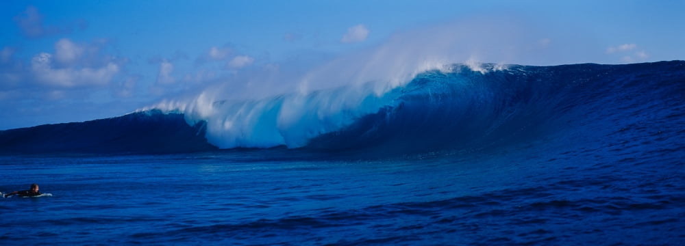 Waves breaking on the coast Tahiti French Polynesia Canvas Art - Panoramic Images (27 x 9)