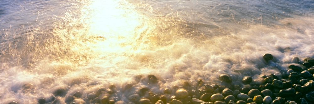 Waves breaking on the coast at sunset, Calumet Beach, La Jolla, San Diego, San Diego County, California, USA Poster Print (6 x 18) - image 1 of 1
