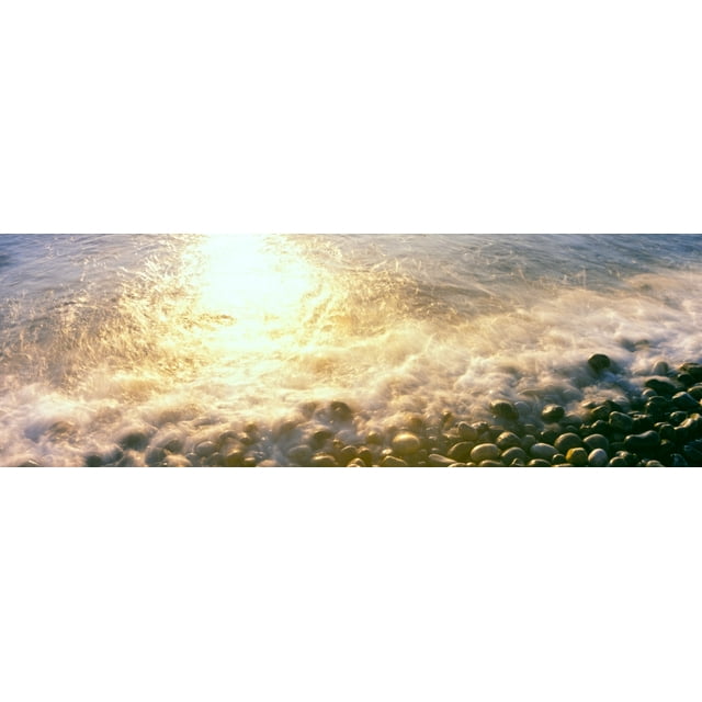 Waves breaking on the coast at sunset, Calumet Beach, La Jolla, San Diego, San Diego County, California, USA Poster Print (6 x 18)