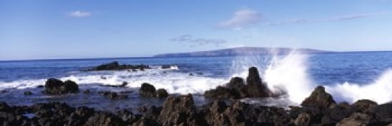 Waves breaking on the rocks Makena Beach Maui Hawaii USA Canvas Art - Panoramic Images (36 x 12)