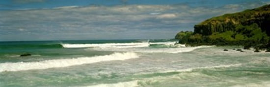 Waves breaking on the shore backside of Lennox Head New South Wales Australia Canvas Art - Panoramic Images (36 x 12)