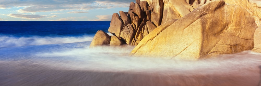 Waves crashing on boulders Lands End Cabo San Lucas Baja California Sur Mexico Canvas Art - Panoramic Images (27 x 9)