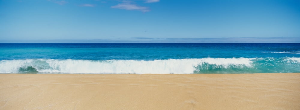 Waves crashing on the beach Oahu Hawaii USA Canvas Art - Panoramic Images (36 x 12)