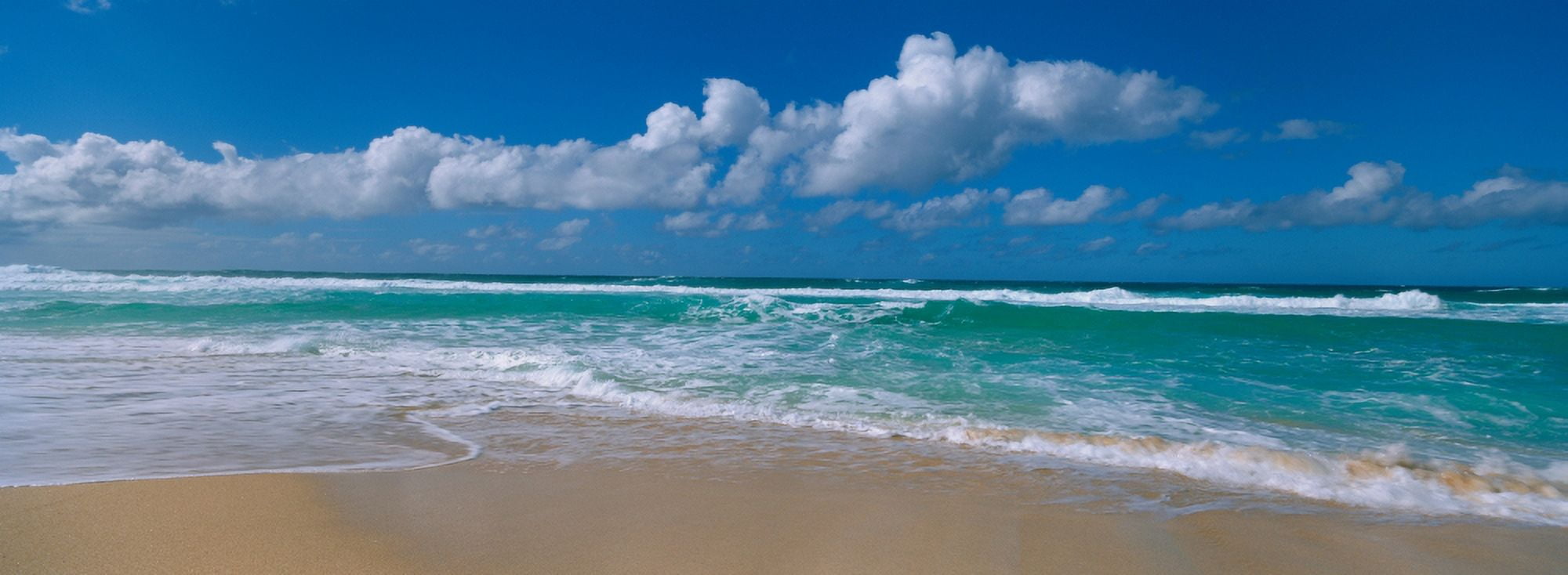 Waves crashing on the beach Sunset Beach Oahu Hawaii USA Canvas Art - Panoramic Images (27 x 9)