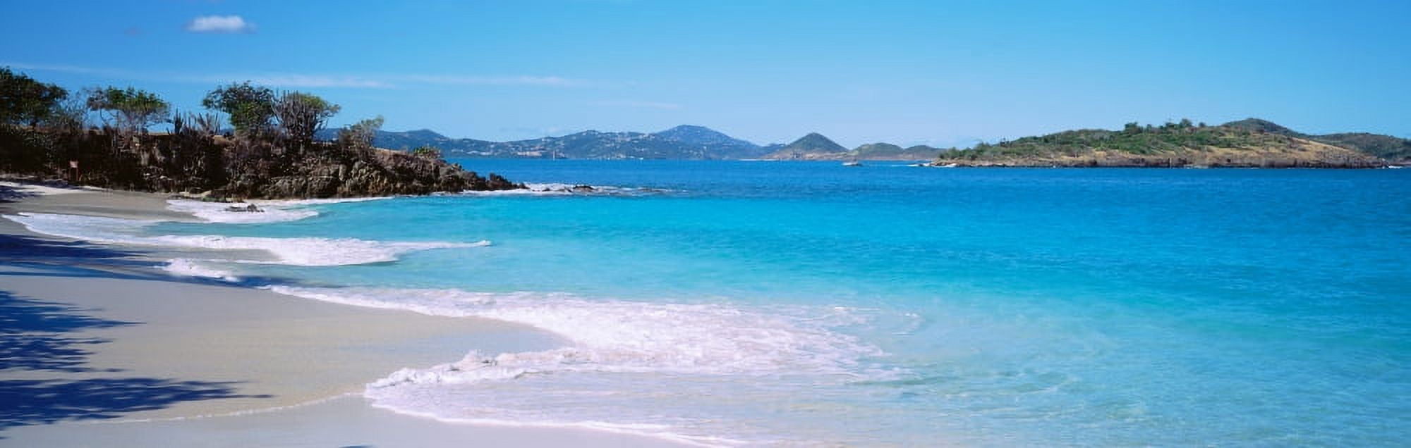 Waves crashing on the beach Turtle Bay Caneel Bay St John US Virgin Islands Canvas Art - Panoramic Images (27 x 9)