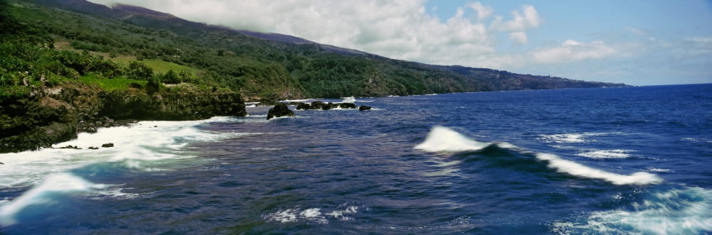 Waves in the Pacific Ocean Oahu Hawaii USA Canvas Art - Panoramic Images (27 x 9)