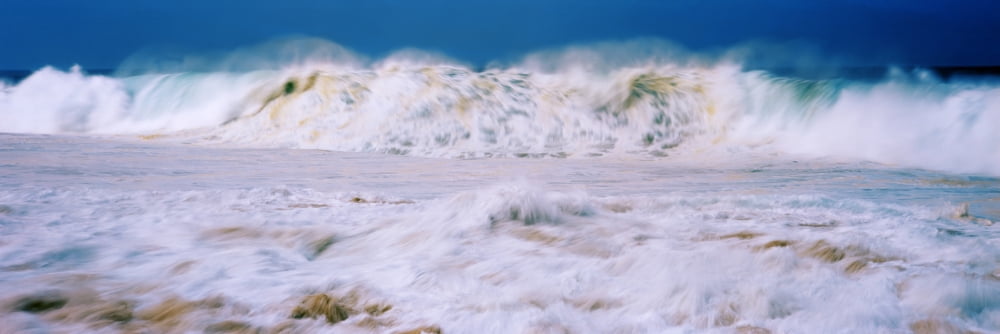 Waves in the Pacific Ocean Oahu Hawaii USA Canvas Art - Panoramic Images (36 x 12)