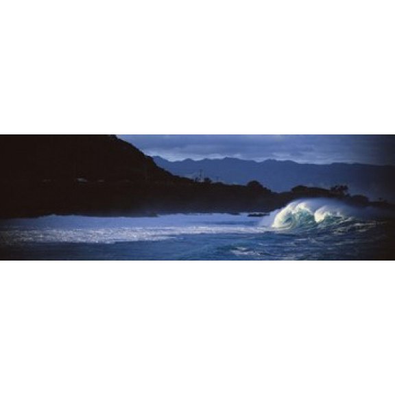 Waves in the Pacific ocean Waimea Oahu Hawaii USA Canvas Art - Panoramic Images (18 x 6)