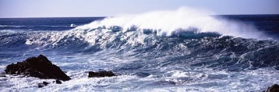 Waves in the sea Big Sur California USA Canvas Art - Panoramic Images (36 x 12)
