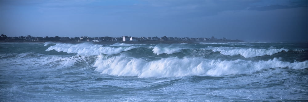Waves in the sea Saint-Guenole Finistere Brittany France Canvas Art - Panoramic Images (27 x 9)