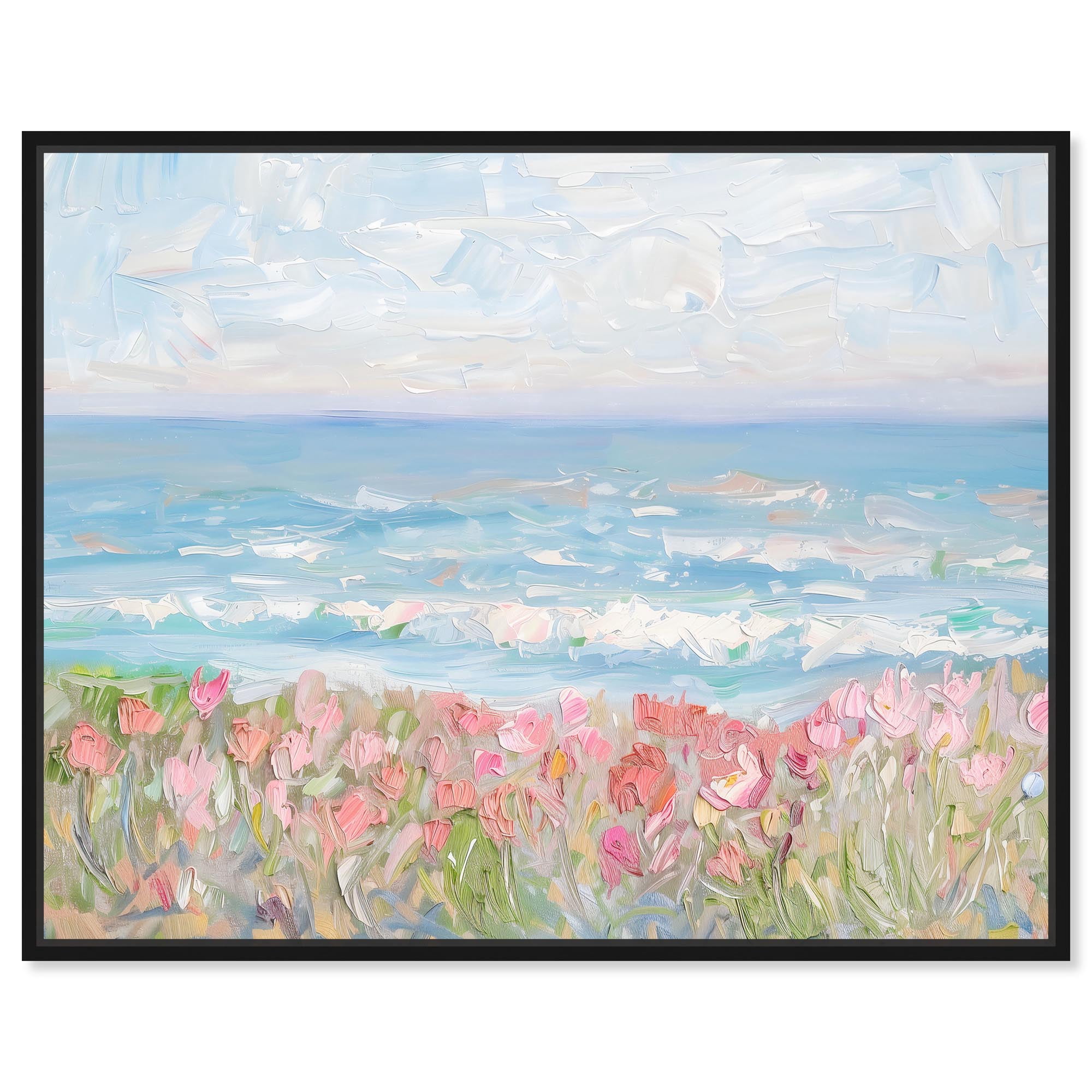 Waves of Peace Canvas Famous Artist Prints by Art Remedy, Black Frame, 45 x 36