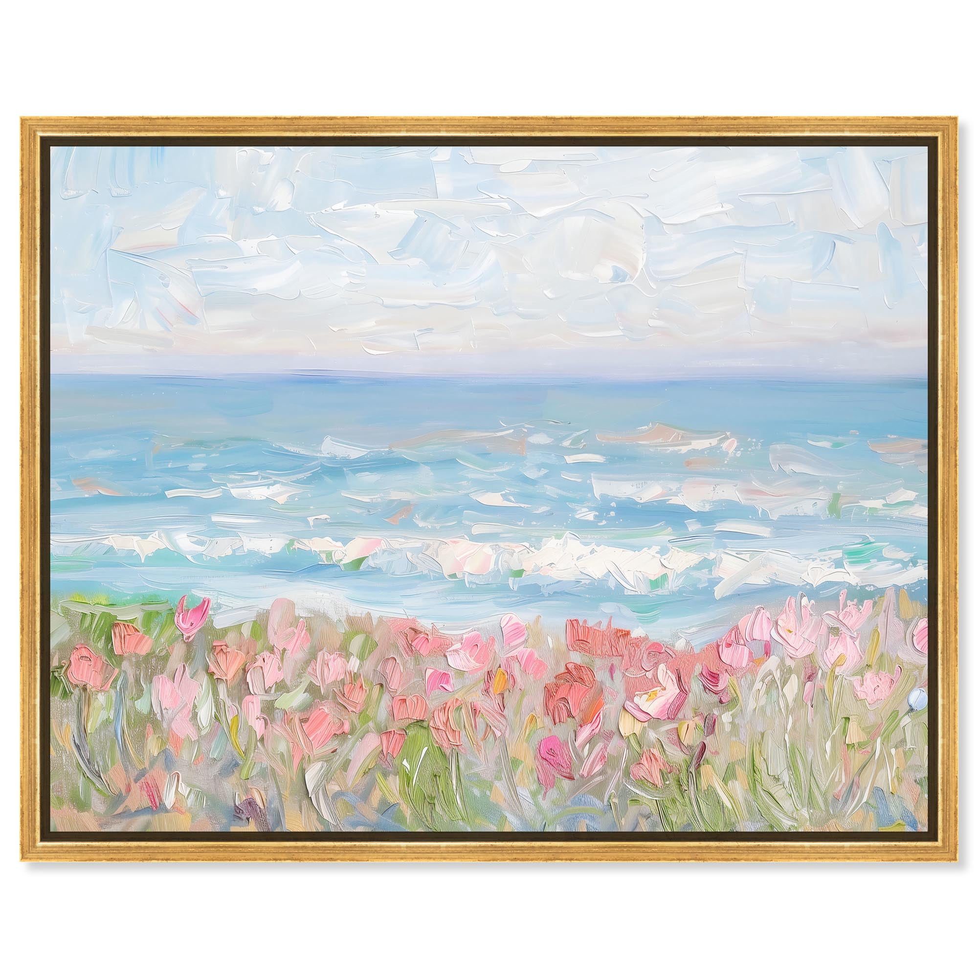 Waves of Peace Canvas Famous Artist Prints by Art Remedy, Gold Frame, 45 x 36