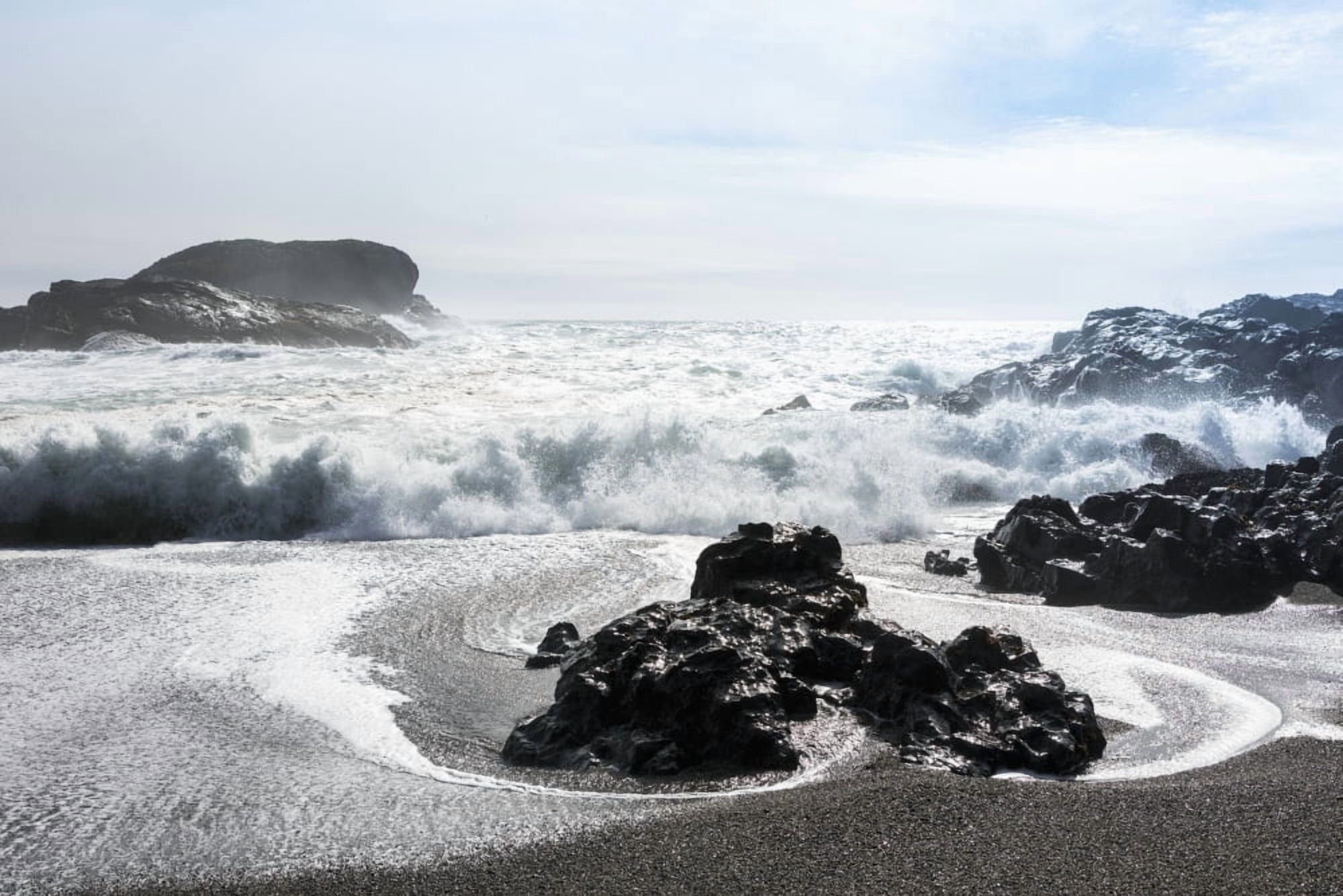 Waves rolling on shore Tofino British Columbia Canada Canvas Art - Keith Levit Design Pics (19 x 12)