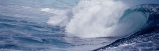 Waves splashing in the sea Canvas Art - Panoramic Images (36 x 12)