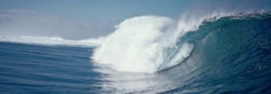 Waves splashing in the sea Canvas Art - Panoramic Images (36 x 13)