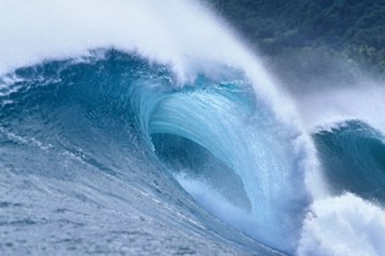 Waves splashing in the sea Canvas Art - Panoramic Images (42 x 28)