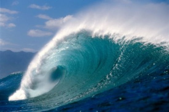 Waves splashing in the sea Canvas Art - Panoramic Images (42 x 28)