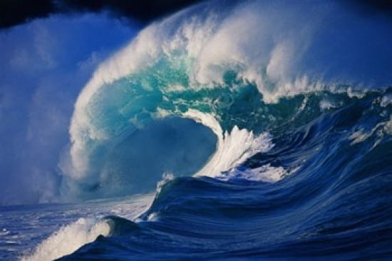 Waves splashing in the sea Canvas Art - Panoramic Images (42 x 28)
