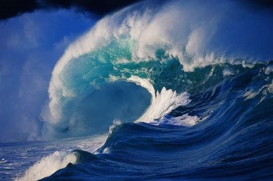 Waves splashing in the sea Canvas Art - Panoramic Images (42 x 28)