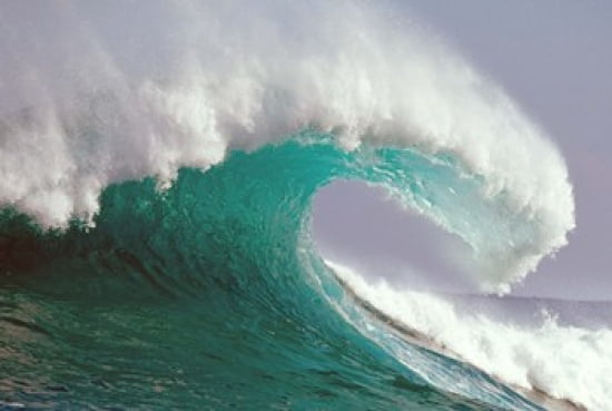 Waves splashing in the sea Canvas Art - Panoramic Images (42 x 29)