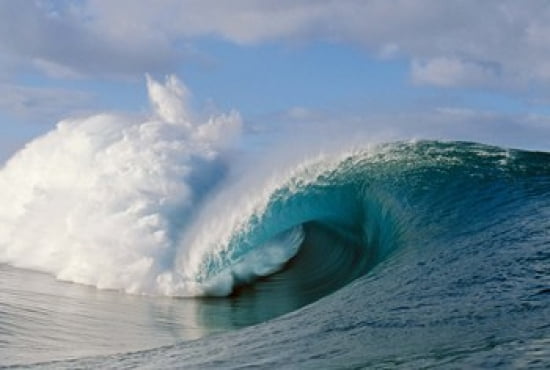Waves splashing in the sea Canvas Art - Panoramic Images (42 x 29)