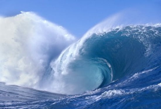 Waves splashing in the sea Canvas Art - Panoramic Images (42 x 29)