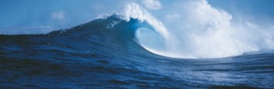 Waves splashing in the sea Hawaii Canvas Art - Panoramic Images (36 x 12)