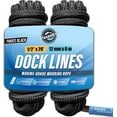 thumbnail image 1 of WavesRx 1/2” x 20’ (2PK) Premium Dock Lines for Boat & Pontoon | Double Braided Nylon Boat Ropes for Docking with Loop, 1 of 7
