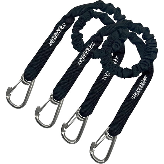 WavesRx DockingPal™ - Premium Bungee Dock Line 3 ft (2PK) | Elastic Docking Rope with Stainless Steel Carabiners Stretches from 3' to 5'