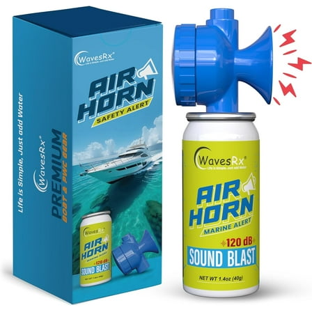 WavesRx Marine Air Horn – Coast Guard Approved Boat Horn for Safety & Fog Alerts | Loud 120 dB Sound Blast Reaches ½ Mile