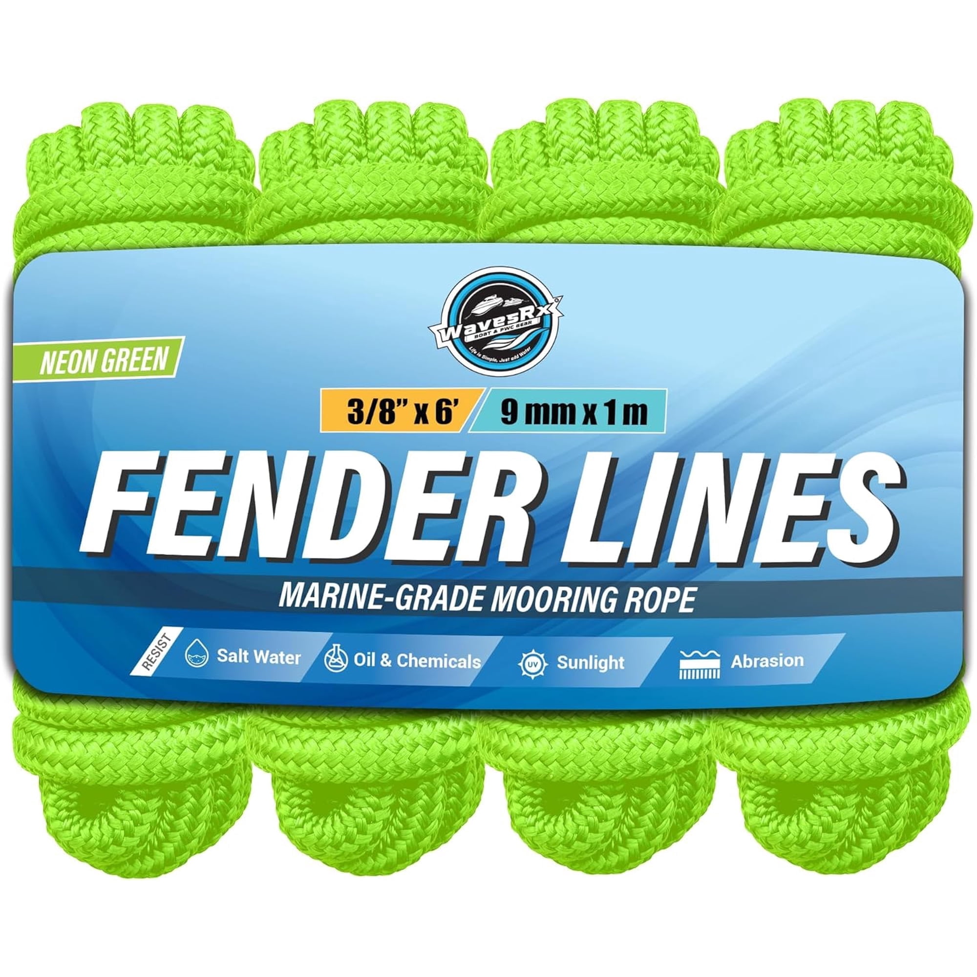 WavesRx Premium Fender Line - 4 Pack | Double Braided Nylon Boat Lines ...