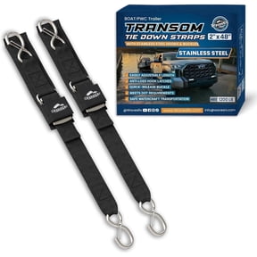 WavesRx Transom Tie Down Straps for Boat Trailers - Stainless Steel 2 Pack 2" x 48"