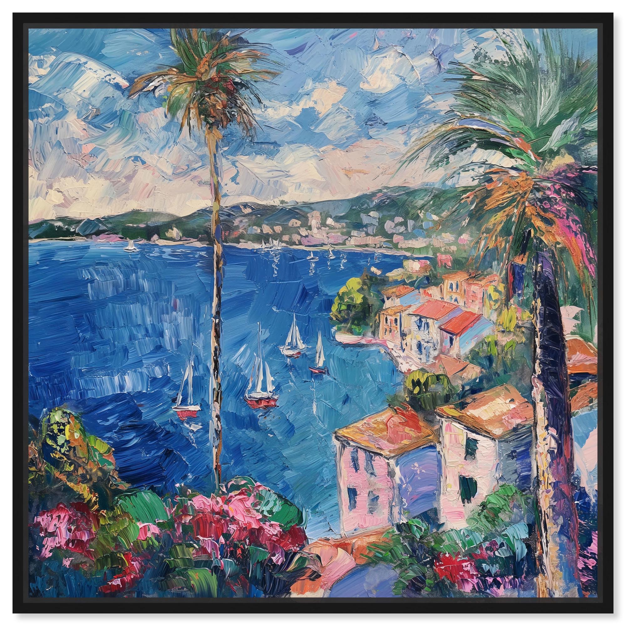 Waveside Whimsy Canvas Classic Coastal Art by Art Remedy, Black Frame ...