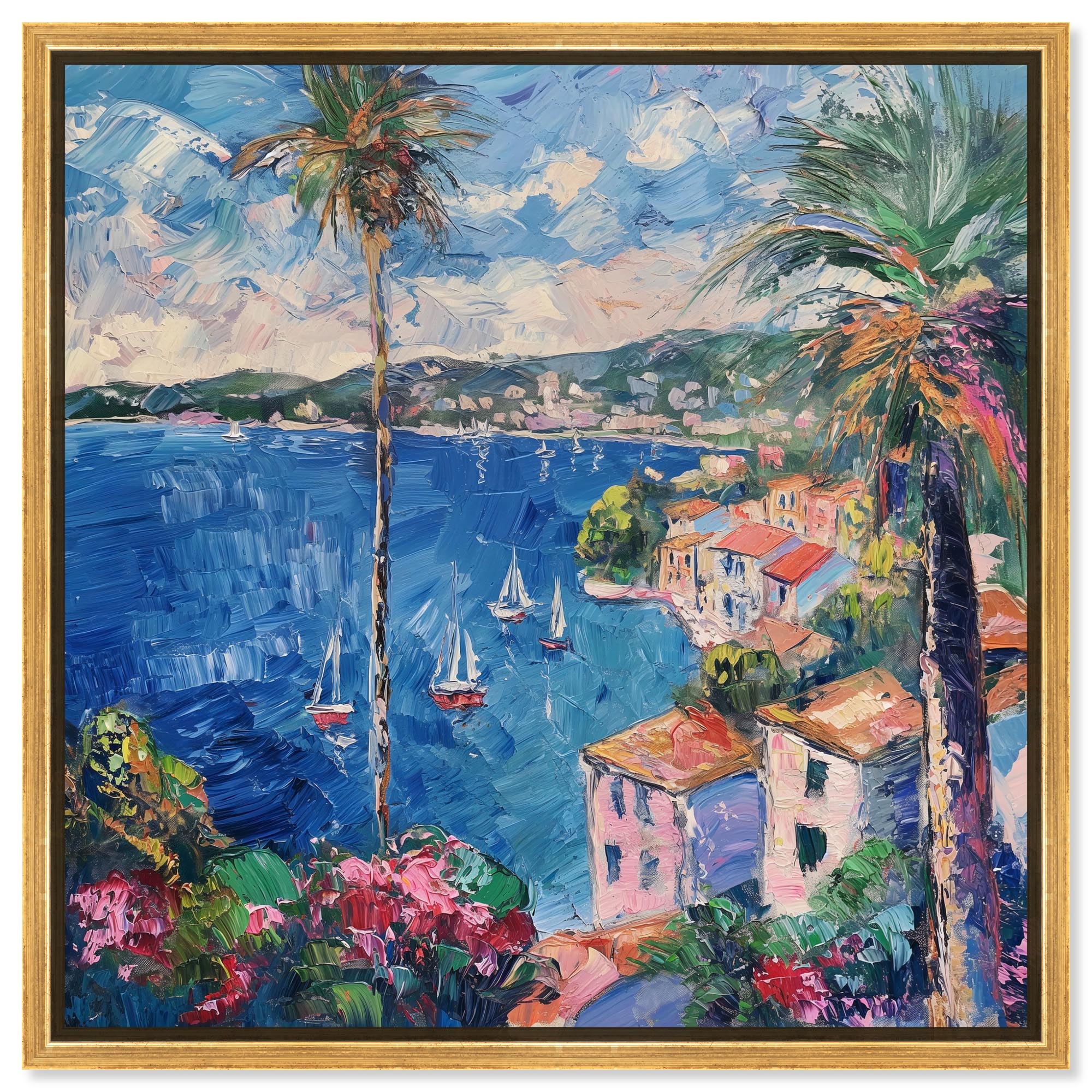 Waveside Whimsy Canvas Classic Coastal Art by Art Remedy, Gold Frame ...
